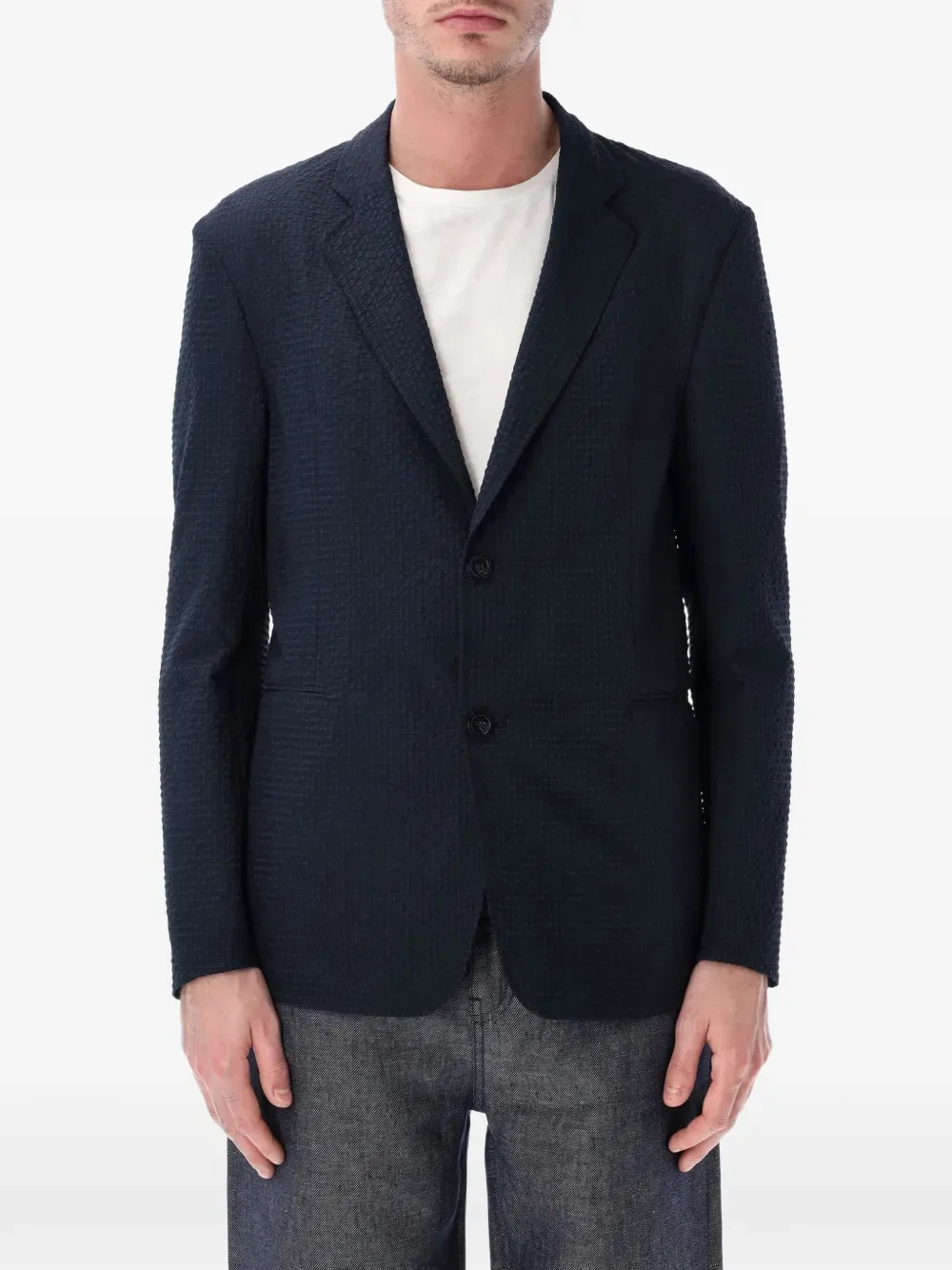 Пиджак из сирсакера Emporio Armani, синий