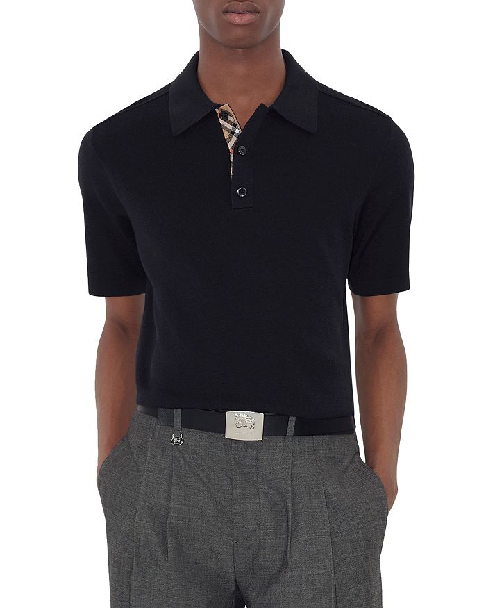 

M Marcus Slim Fit Короткий Рукав Шерстяной Поло Свитер Burberry, синий