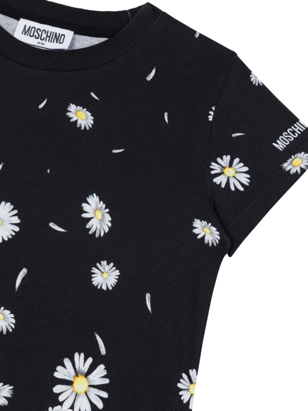 Moschino Kids футболка с цветочным принтом, черный — фото 3