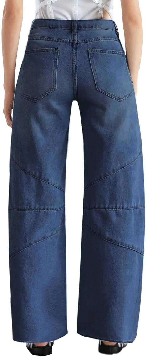 

Джинсы-джоггеры женские soft high waisted wide leg plus size