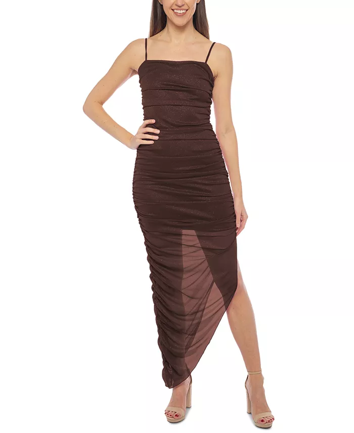 

Платье-футляр с асимметричным подолом и блестками для подростков Jump, коричневый