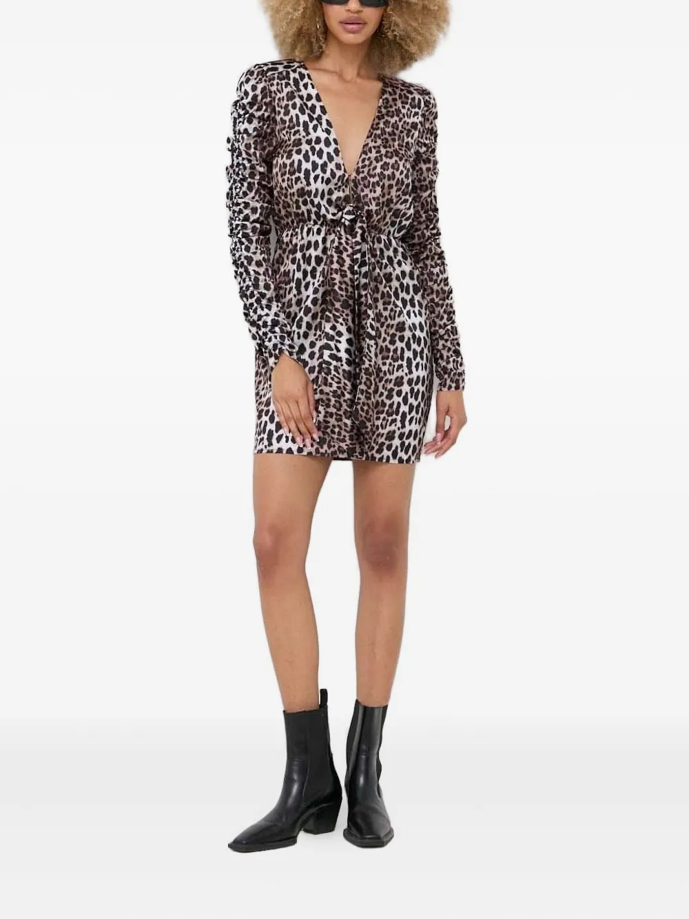 

Платье мини с леопардовым принтом Notes Du Nord, красный