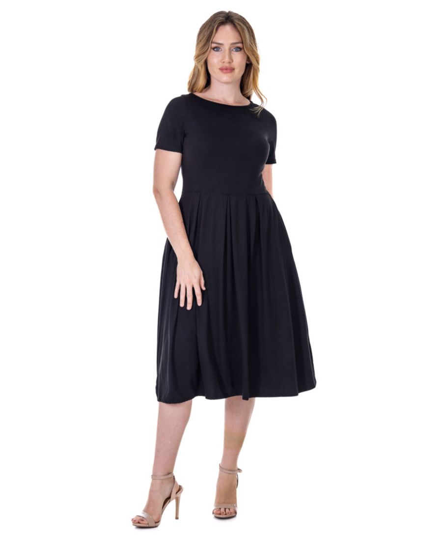 

Укороченное платье миди с короткими рукавами и карманами 24seven Comfort Apparel, Black