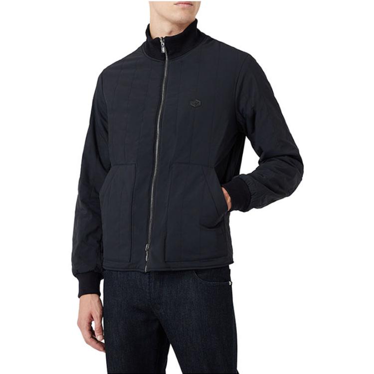 EMPORIO ARMANI Стеганая нейлоновая и трикотажная двусторонняя куртка с логотипом, Marine Blue — фото 4