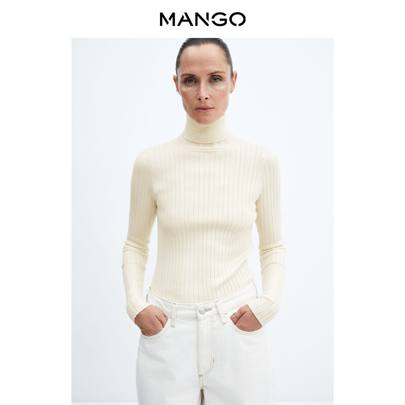 

Женский свитер Mango с высокими лацканами и длинными рукавами, фиолетовый