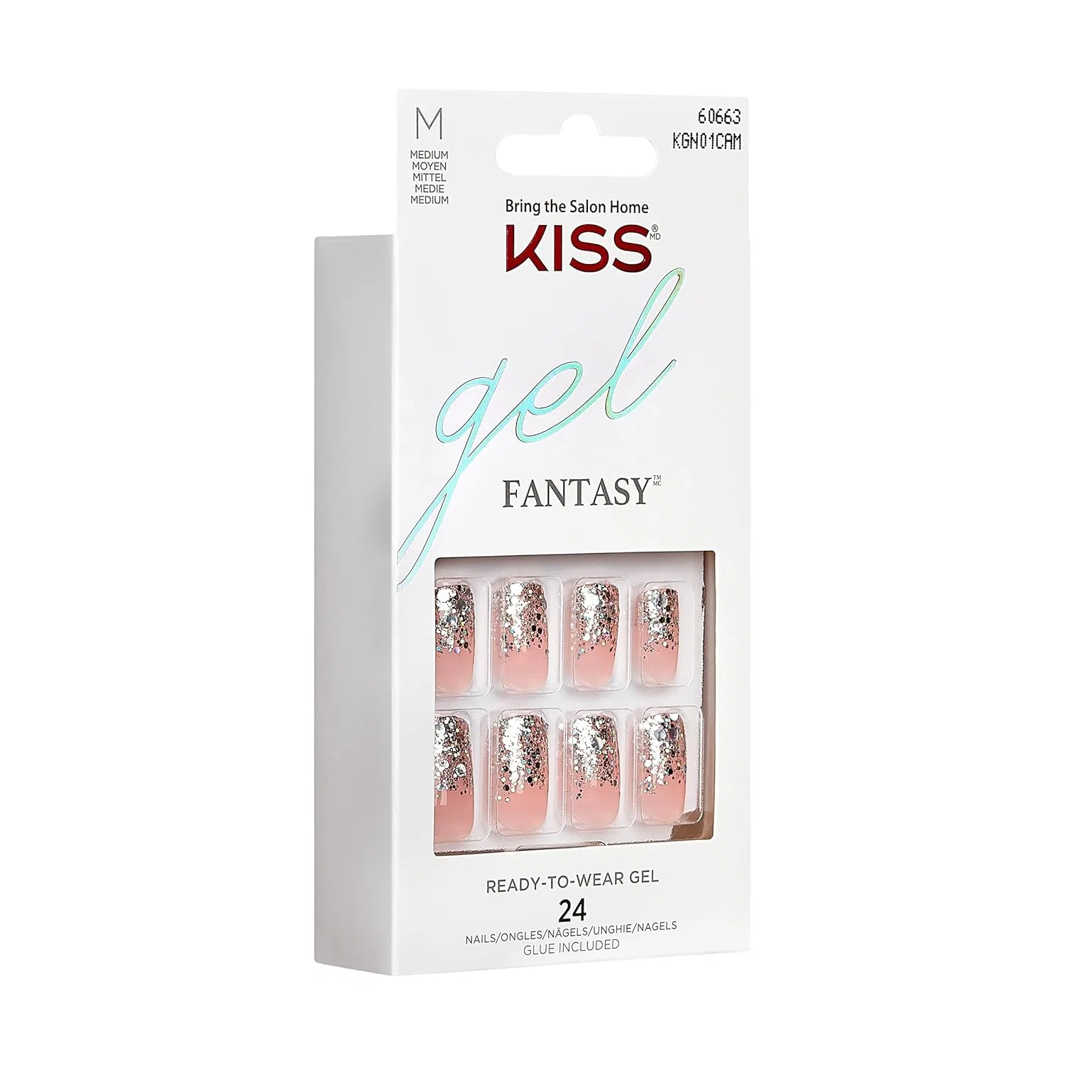 Накладные ногти Kiss Gel Fantasy Nails Fanciful, 24 шт. Kiss, Nude Glitter — фото 2