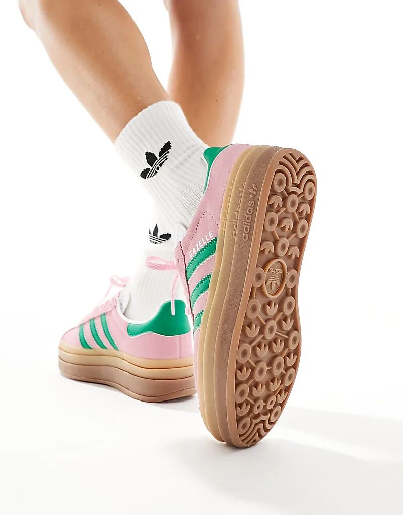 Кроссовки Gazelle Bold пастельно-розового и зеленого цвета adidas Originals — фото 3
