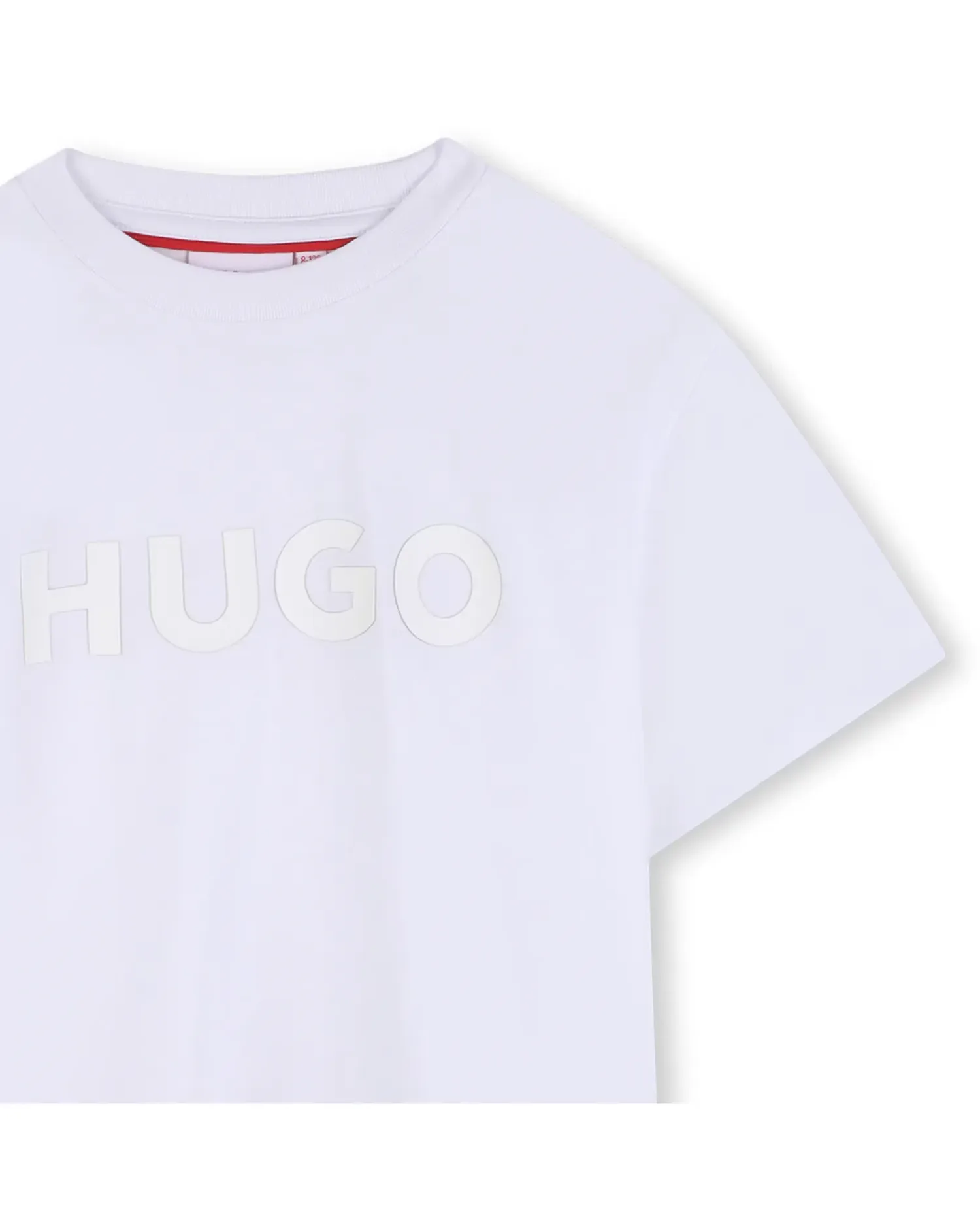 Детская футболка с коротким рукавом из однотонного хлопка Hugo, белый — фото 2