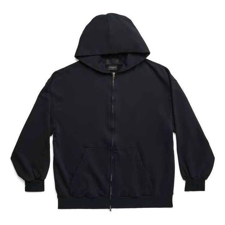 

Куртка Balenciaga Outside Loop Zip-Up Hoodie Small Fit 'Black Faded', черный