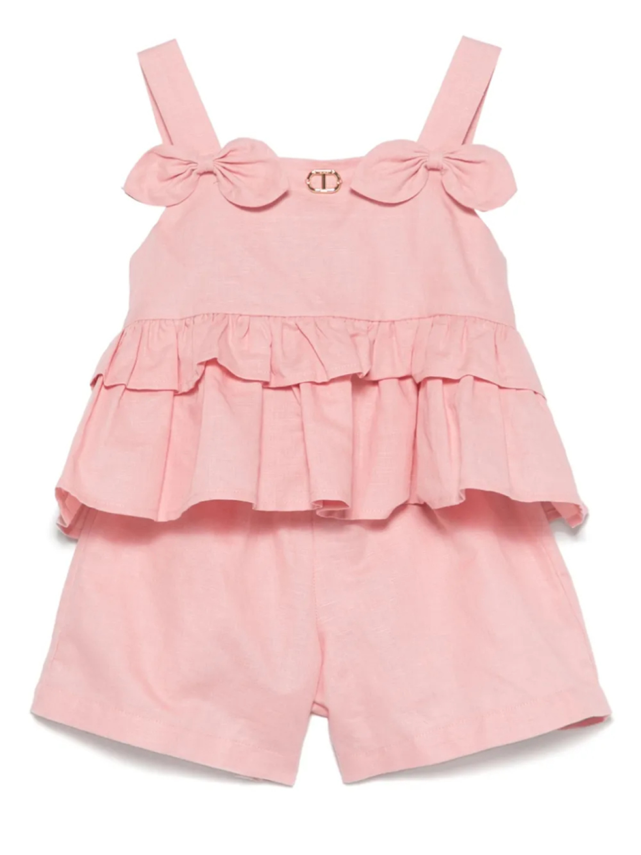 

Комплект из топа и шортов с бантом TWINSET Kids, розовый