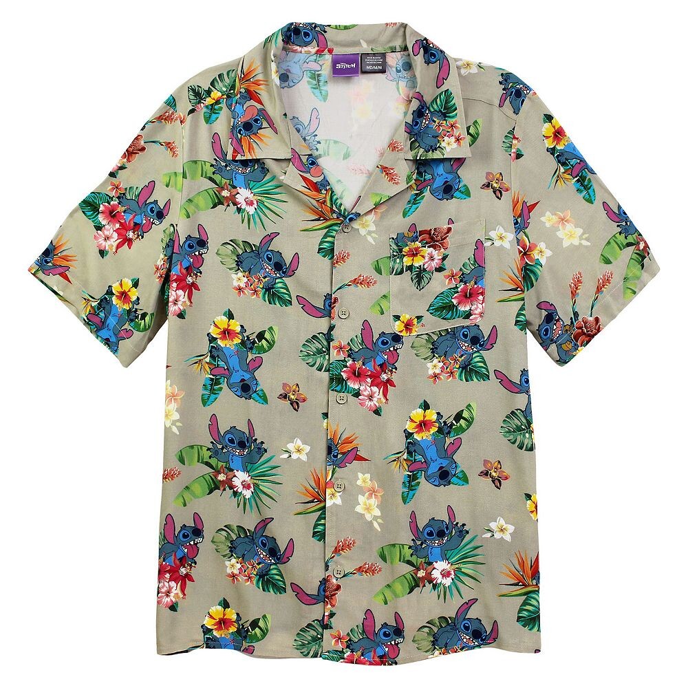 

Мужская рубашка Happy Tropical Stitch Disney's Lilo & Stitch на пуговицах, цвет Vanilla Ice