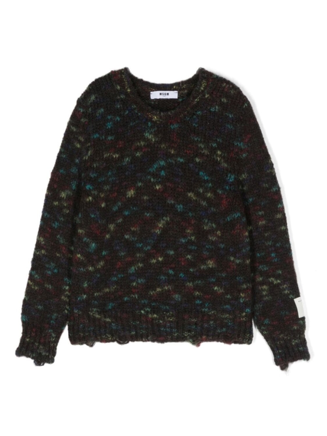 

MSGM Kids свитер с эффектом потертости, коричневый