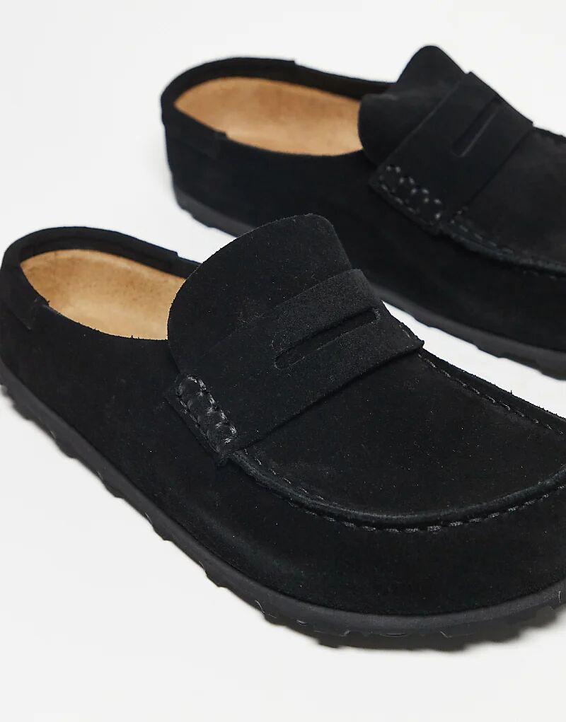 Лоферы Birkenstock Unisex Naples с заклепками из черной замши — фото 3
