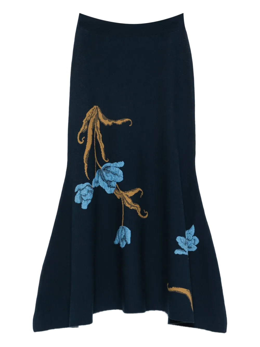 

Миди-юбка А-силуэта с цветочным мотивом Erdem, синий