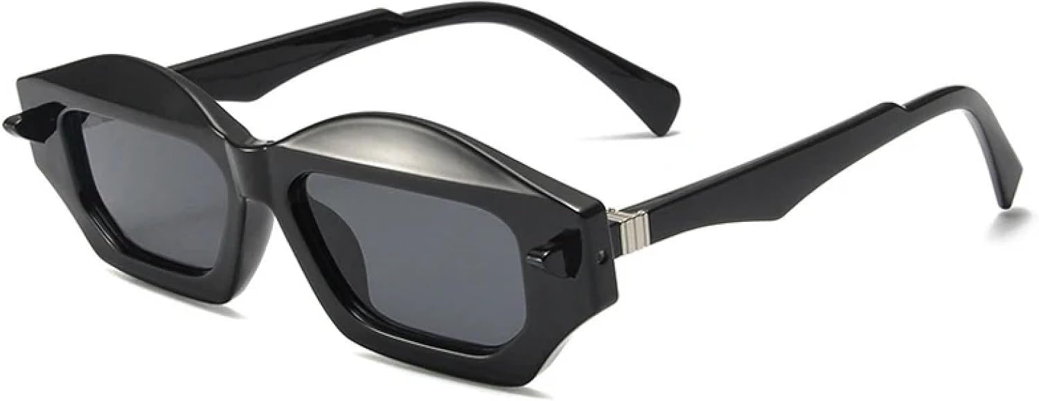 

Модные уникальные солнцезащитные очки в форме многоугольного кошачьего глаза, двухцветные, для женщин и мужчин, в стиле ретро, ​​с заклепками и градиентным переходом цвета WNCKSQ, Black Gray