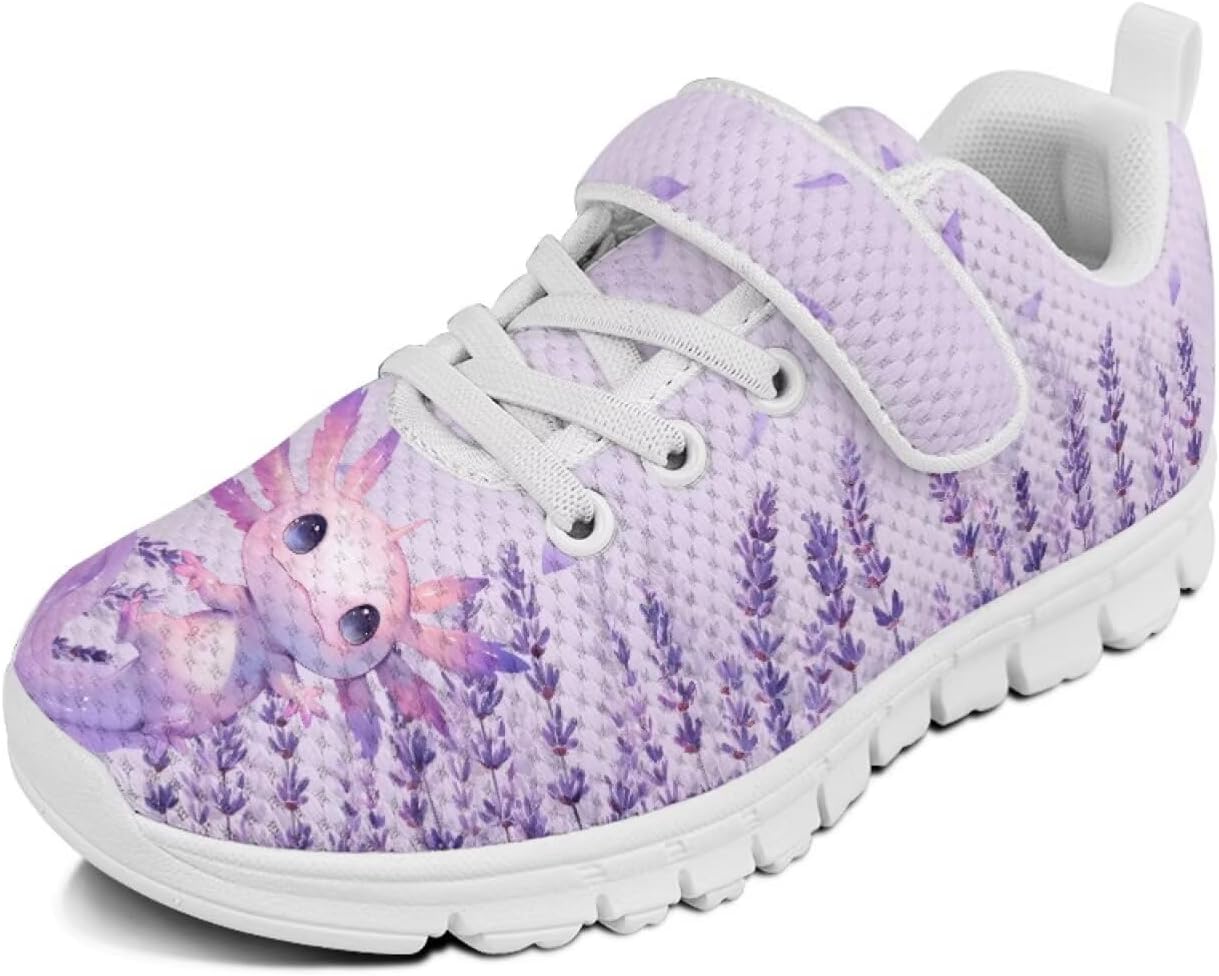 

Кроссовки с животным принтом для мальчиков и девочек, обувь для ходьбы, модный дизайн, с одной пряжкой, теннисные кроссовки, дышащие, легкие, идеальные для детей Watdotory, Salamander Lavender