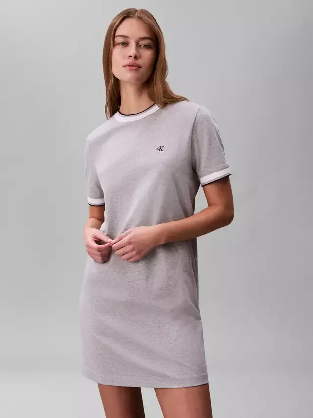 Платье-футболка с монограммой, цвет героический серый меланж Calvin Klein — фото 2