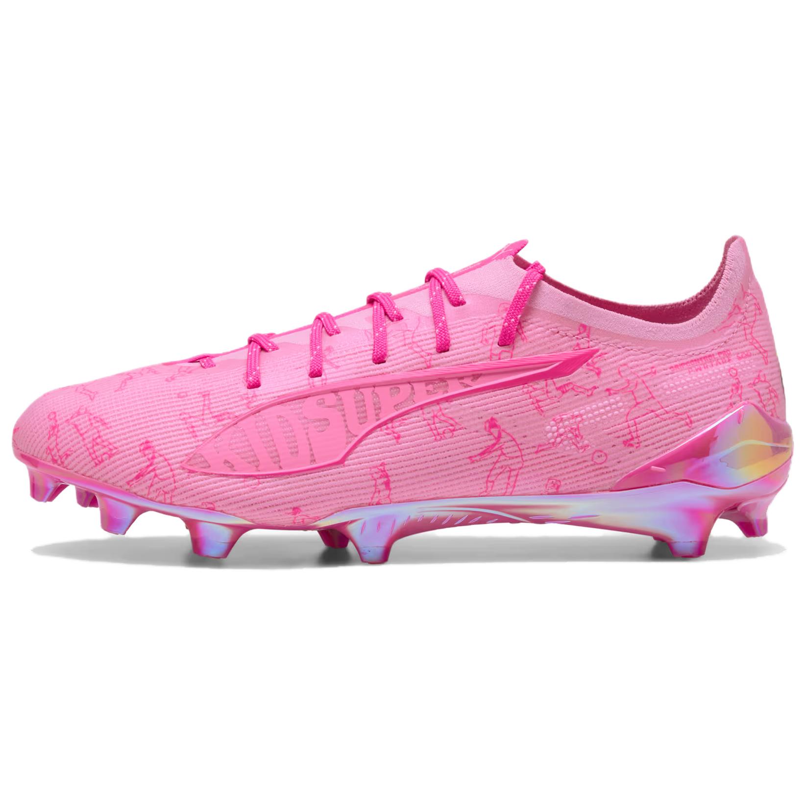 PUMA Футбольные бутсы KIDSUPER x ULTRA 5 ULTIMATE FG, износостойкие, для твердого грунта, унисекс, розовые
