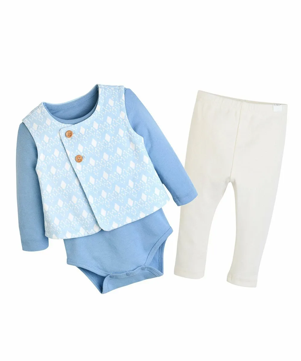 Боди с длинными рукавами в виде медузы, леггинсы и жилет Moimoln, Blue