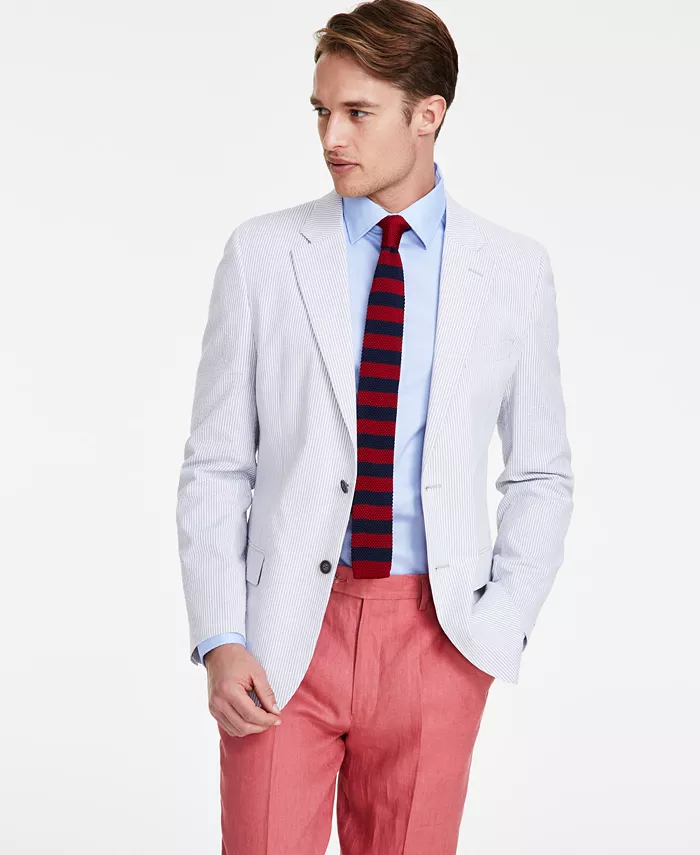 

Мужской спортивный пиджак Modern-Fit из ткани в полоску Nautica, серый
