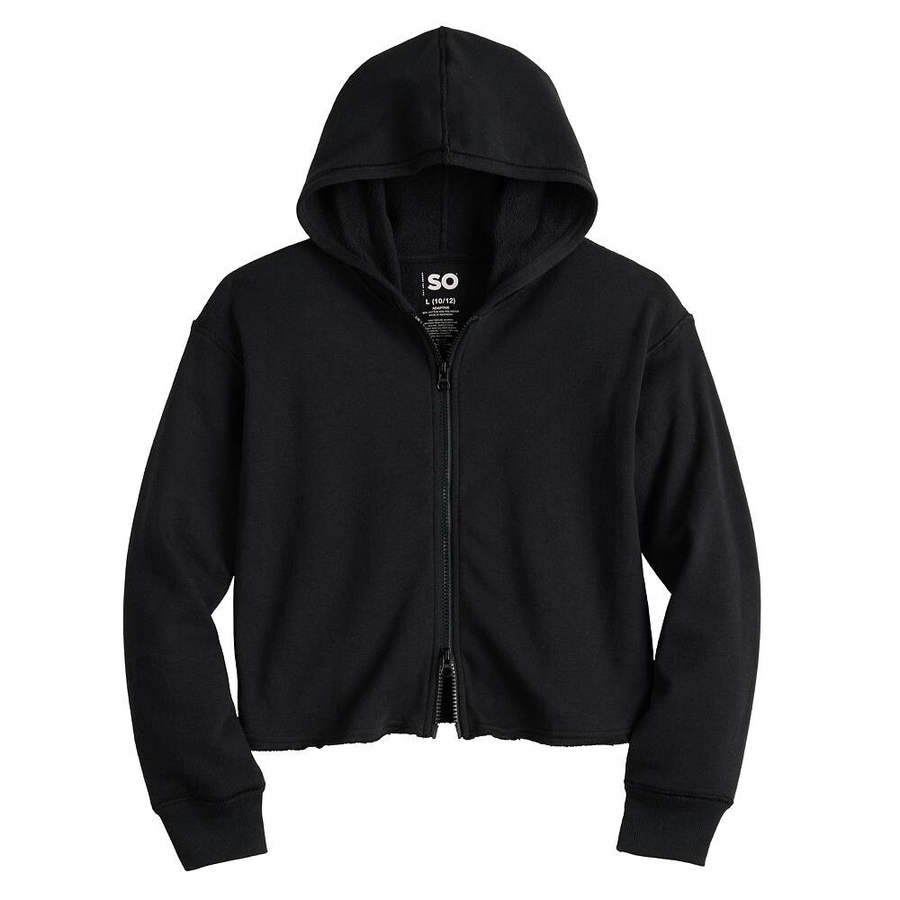 

Адаптивная толстовка SO на молнии спереди для девочек 6–16 лет, цвет Black Luxe