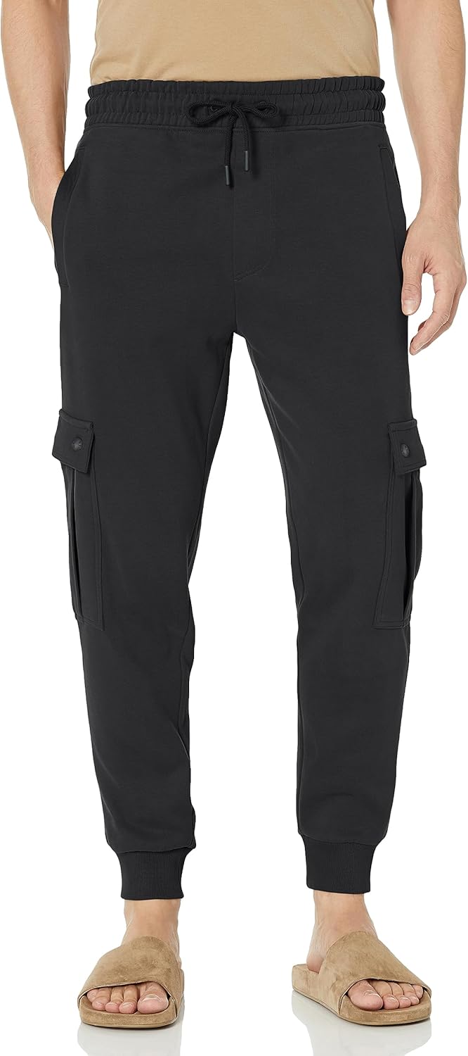 

BOSS Мужские уютные джоггеры с карманами-карго из френч тери, Black Soil