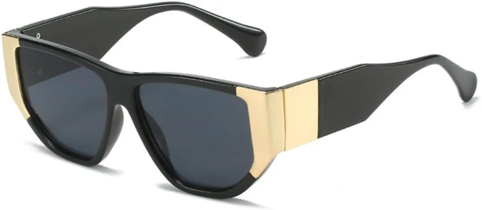 

Квадратные солнцезащитные очки 2027 для женщин и мужчин, винтажные солнцезащитные очки с защитой от УФ-излучения UV400, увеличенного размера MTZJH, Black