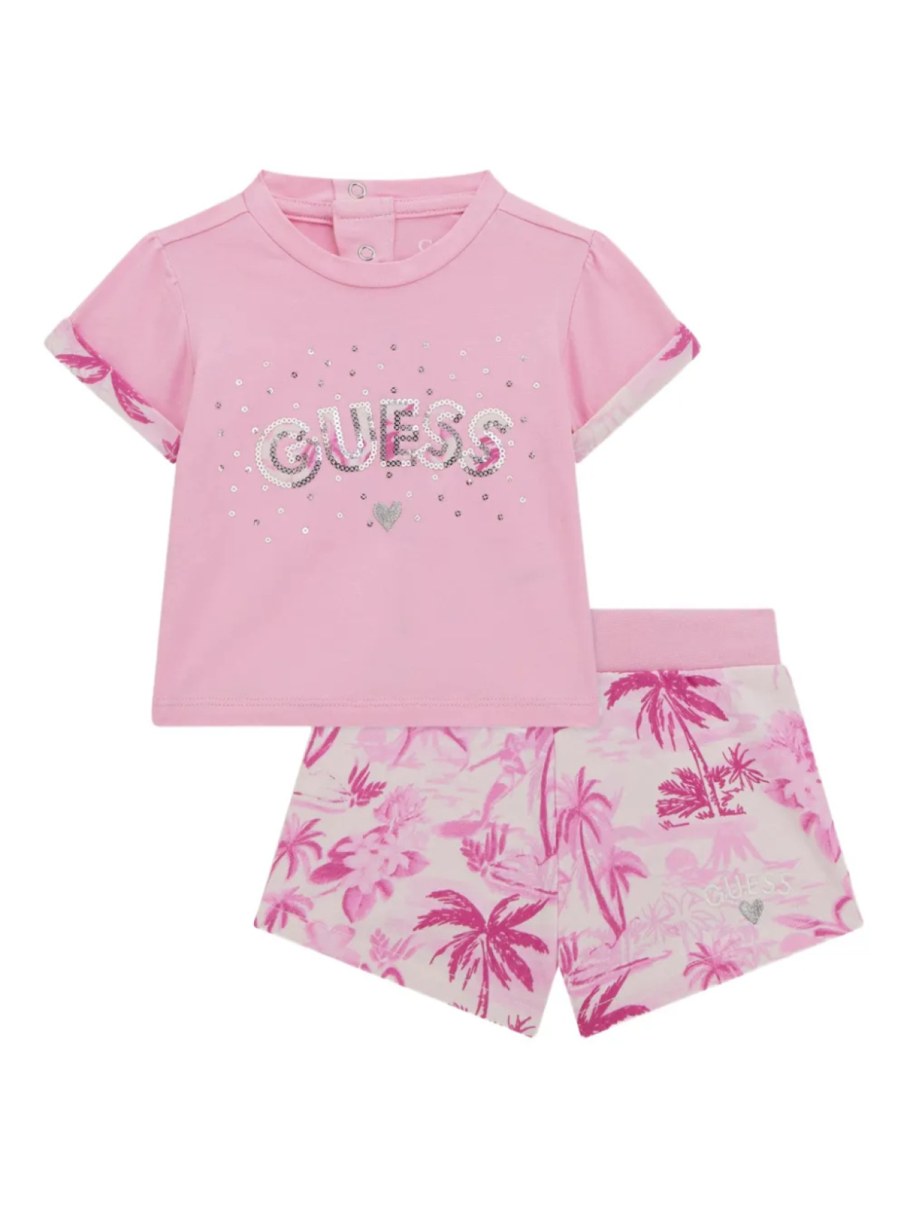 

Комплект из шорт и футболки с принтом пальмы guess kids, белый