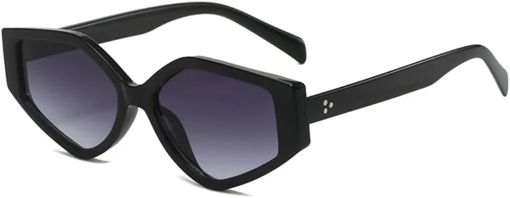 

Солнцезащитные очки Polygon Cat Eye для женщин, модные очки с градиентными линзами, винтажные солнцезащитные очки для мужчин с заклепками UUPTTPL, Black Gray Gradient