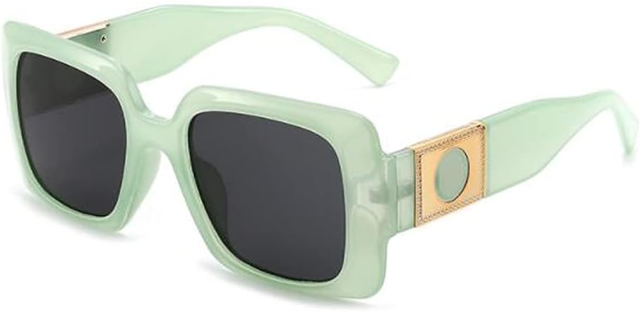 

Женские солнцезащитные очки с защитой от УФ-излучения, квадратной оправой с металлическими шарнирами (зеленая оправа, черные и серые вставки) Angelastore, Black Frame Black Gray Flakes