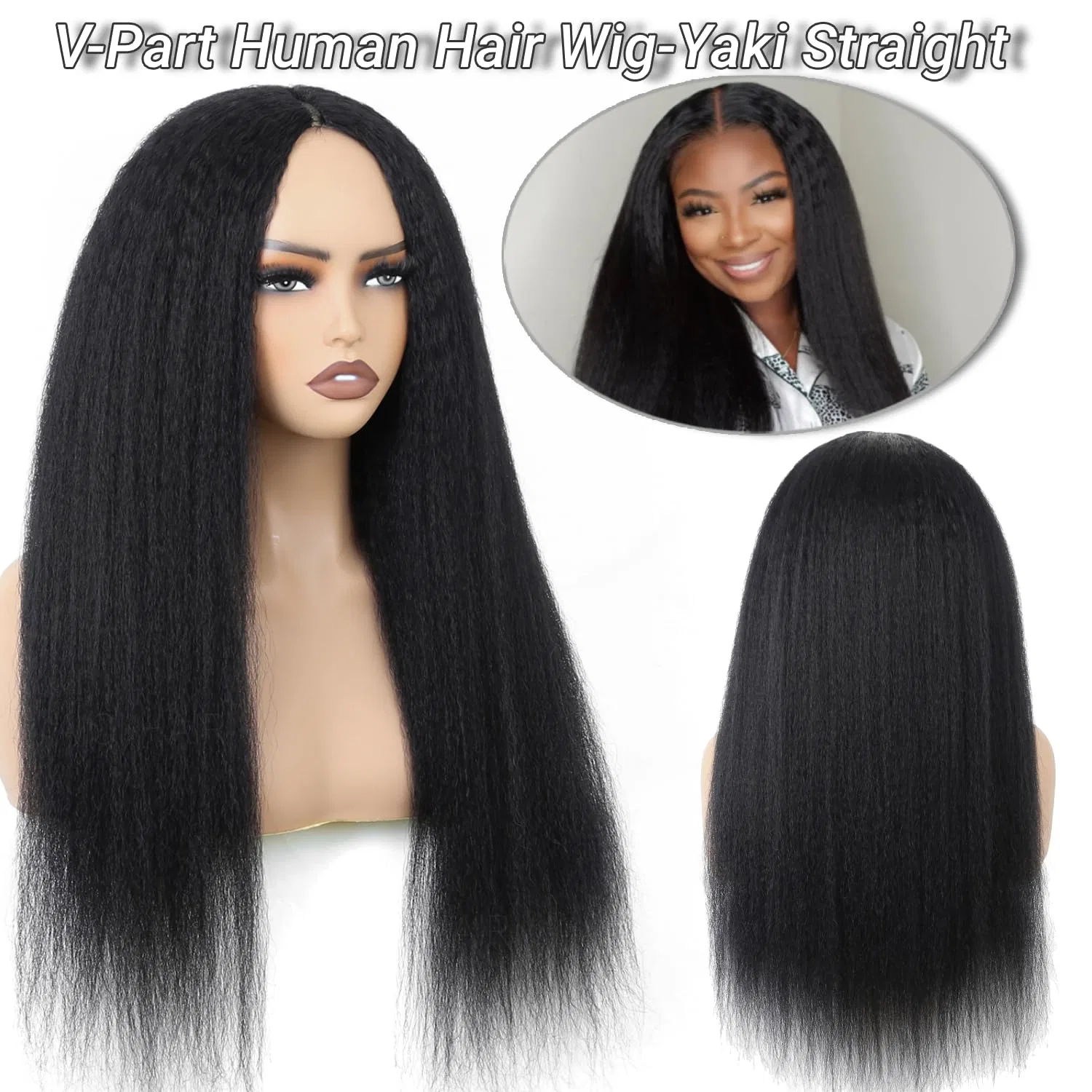 Женский парик V Part Kinkystraight из натуральных волос Aiqi Hair — фото 2