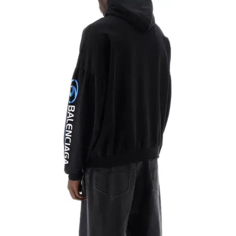 Толстовка Balenciaga Logo-Printed Distressed, черный — фото 3