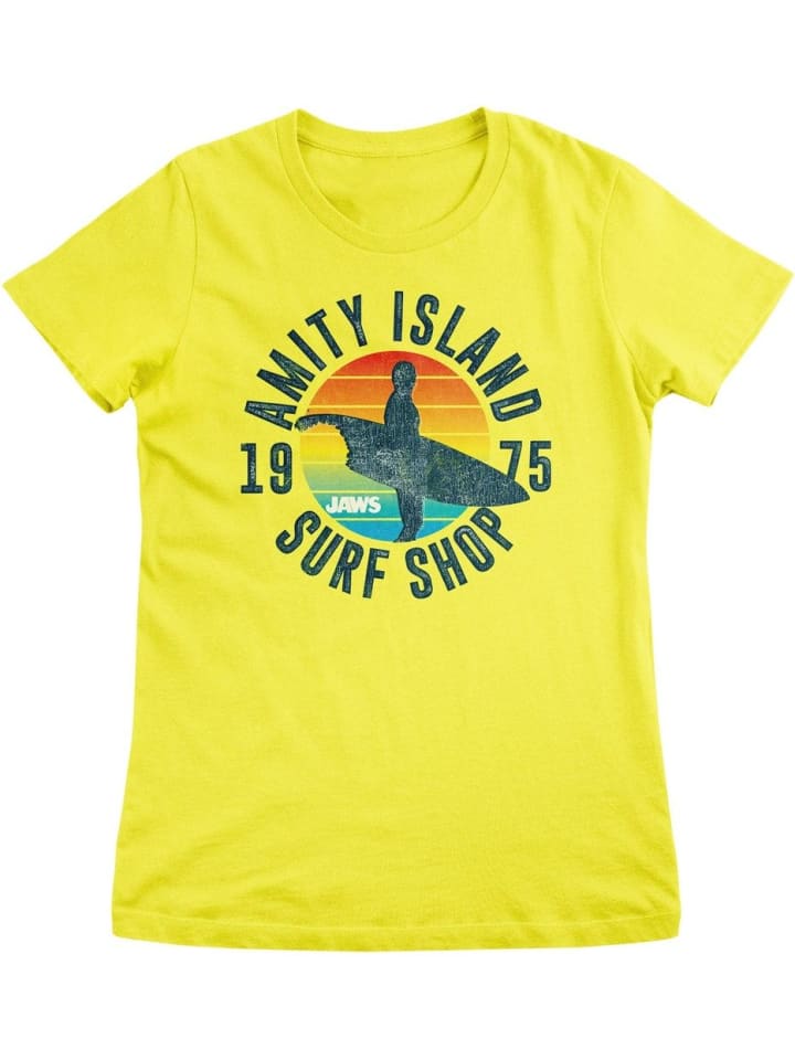 

Jaws Футболка "Amity Island Surf Shop Girly Tee" желтого цвета, Желтый, Jaws Футболка "Amity Island Surf Shop Girly Tee" желтого цвета