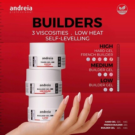 Professional Builder гель 2 в 1, средней вязкости, прозрачный, 22 г, 0,78 унции, веганский, для ногтей, Andreia — фото 2