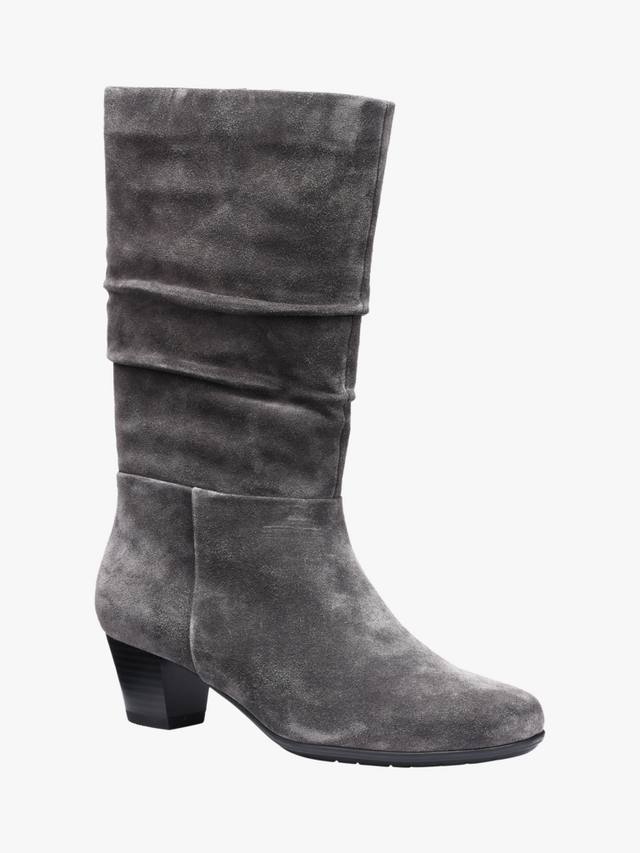 Ботинки Sloane Wide Fit на устойчивом каблуке из гладкой замши Hotter, Smokey Grey — фото 2