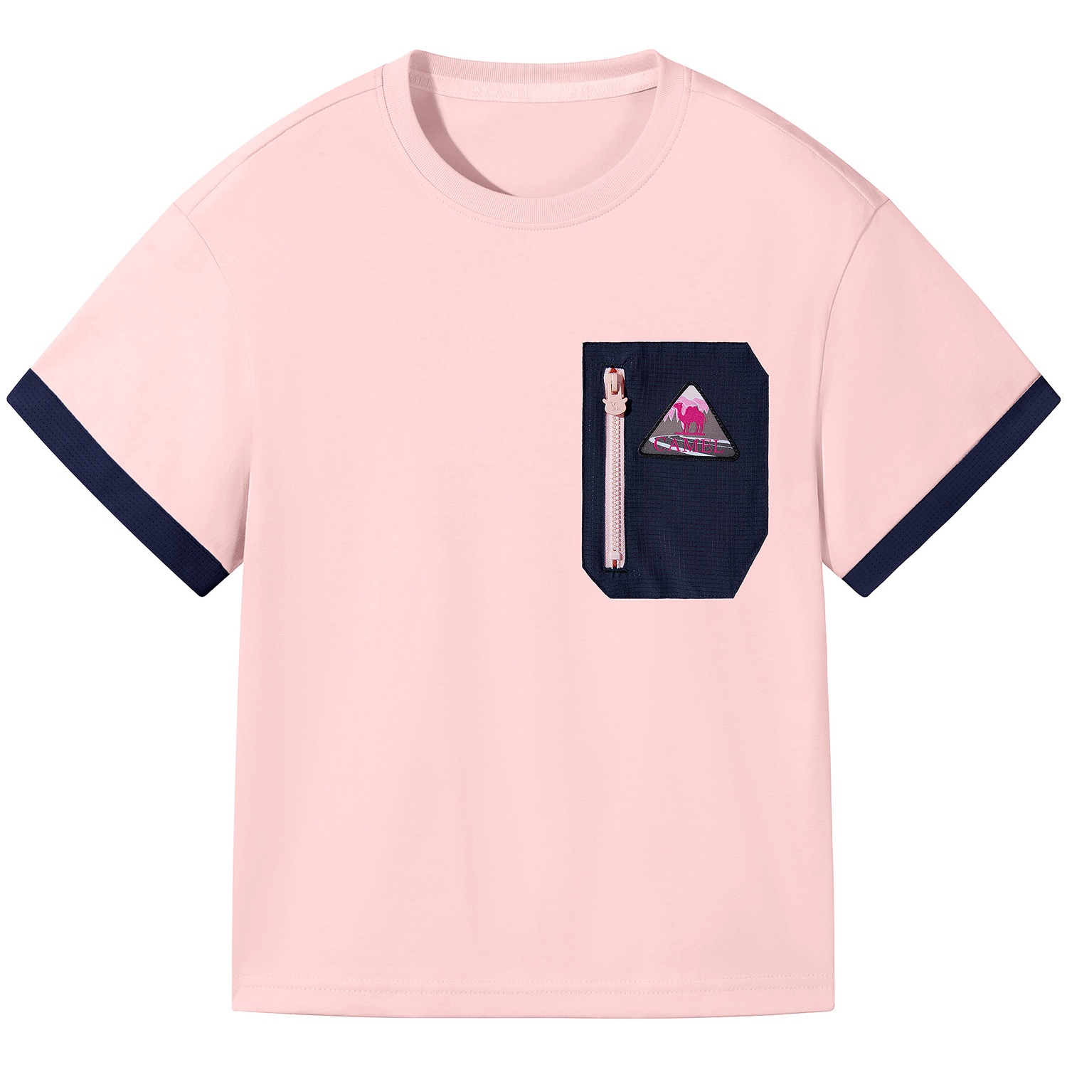 

Футболка для детей Crew Neck Moderate CAMEL, luo cherry blossom розовый/ink синий