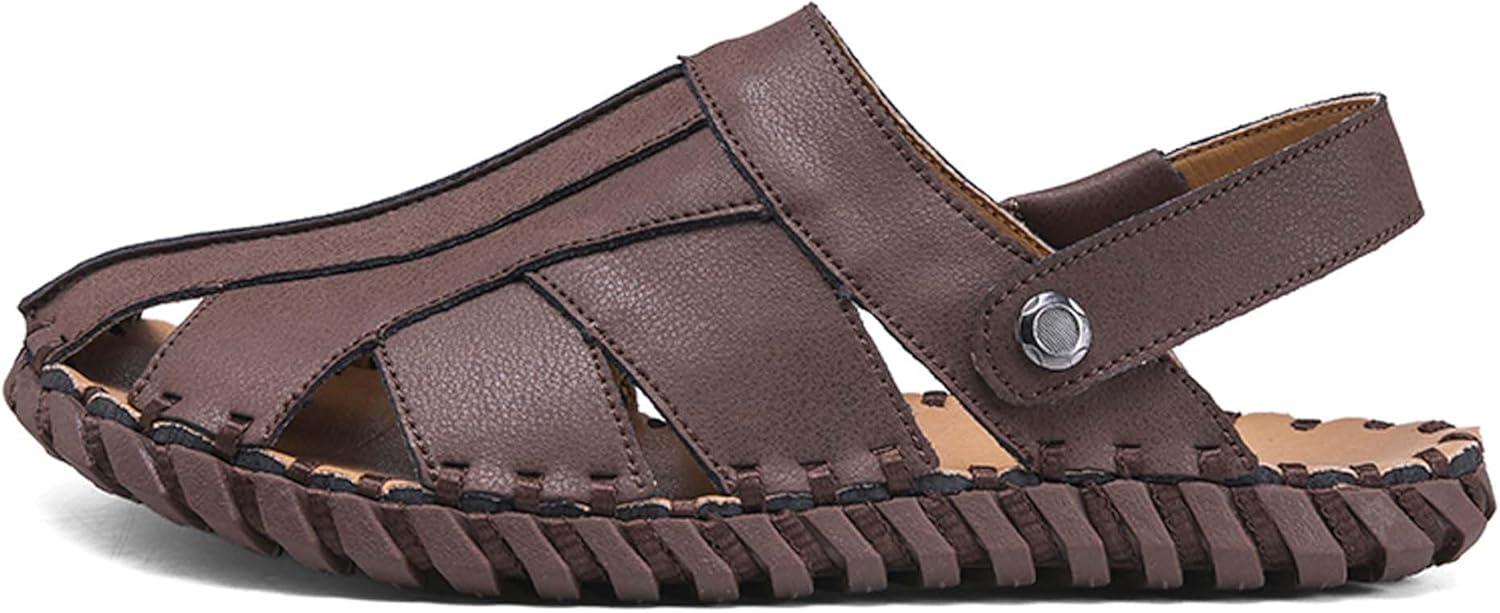 

Мужские походные сандалии, модные дышащие сандалии, шлепанцы, клои, садовая обувь, повседневная уличная обувь с закрытым носком, пляжная обувь, регулируемая, два способа ношения Generic, коричневый