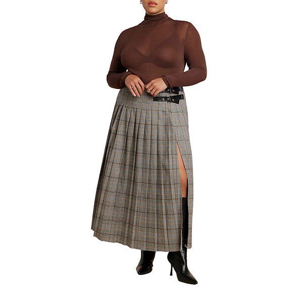 

Женская плюс сайз плиссированная макси-юбка с пряжкой и разрезом Eloquii