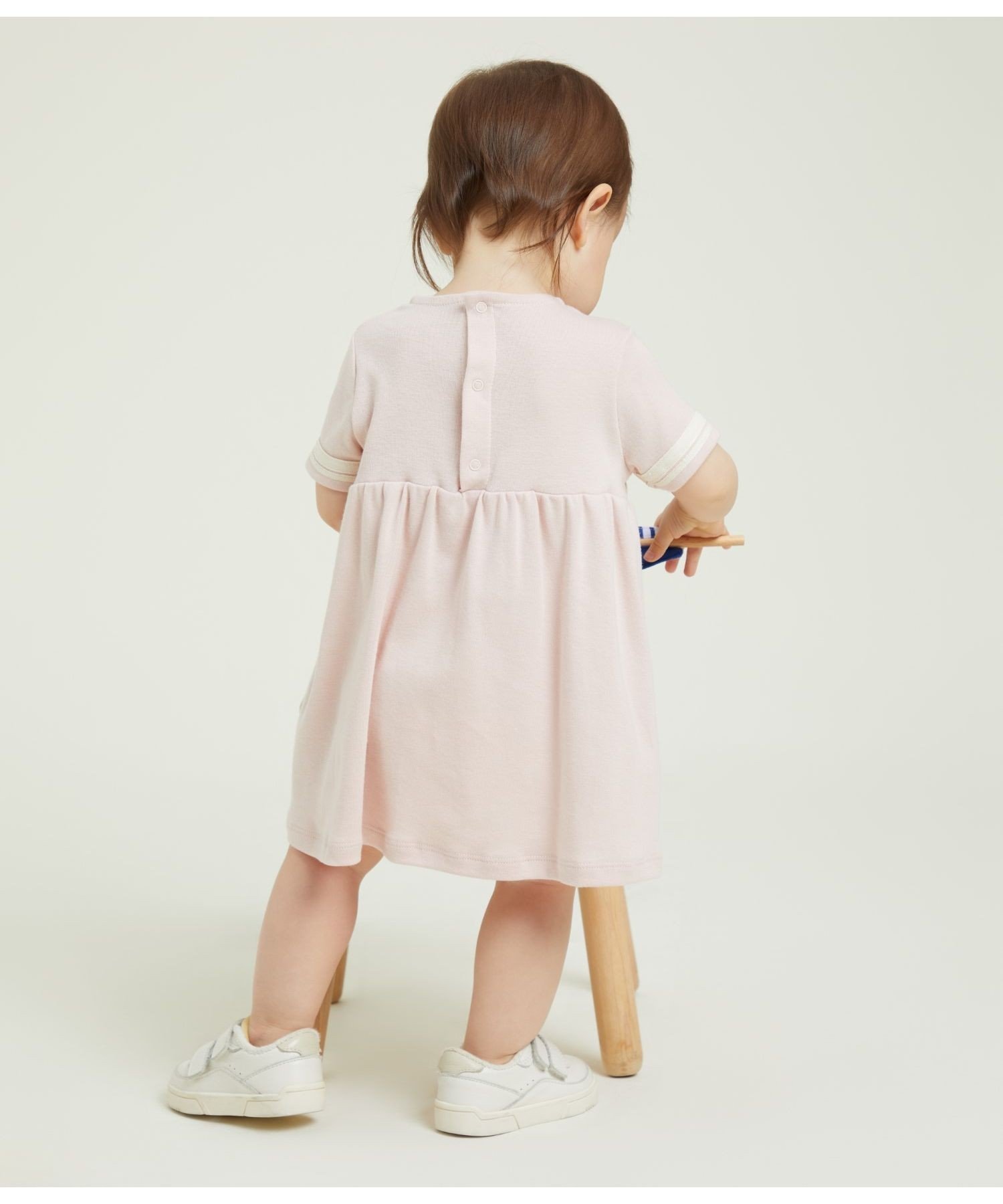 Платье с короткими рукавами и воротником-стойкой PETIT BATEAU, Light Pink — фото 3