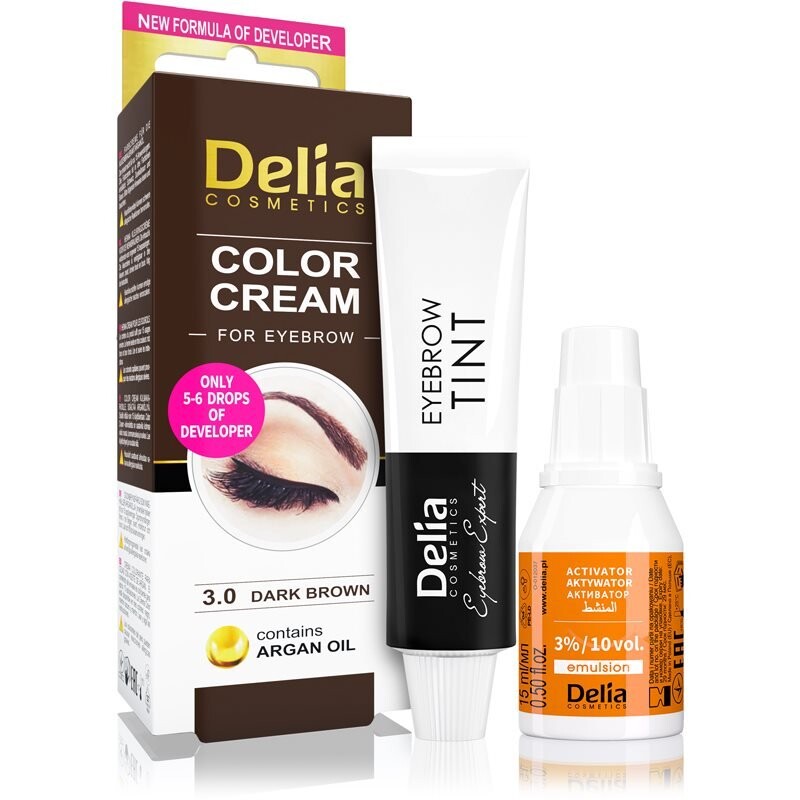 Delia Cosmetics Argan Oil тинт для бровей оттенок 3.0 Dark Brown 15 мл Inna Marka
