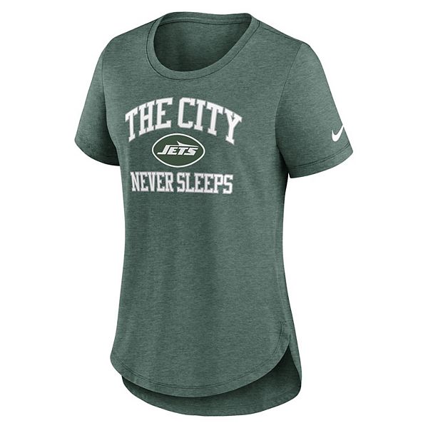 Женская футболка heather green new york jets the city never sleeps tri-blend Nike — фото 3