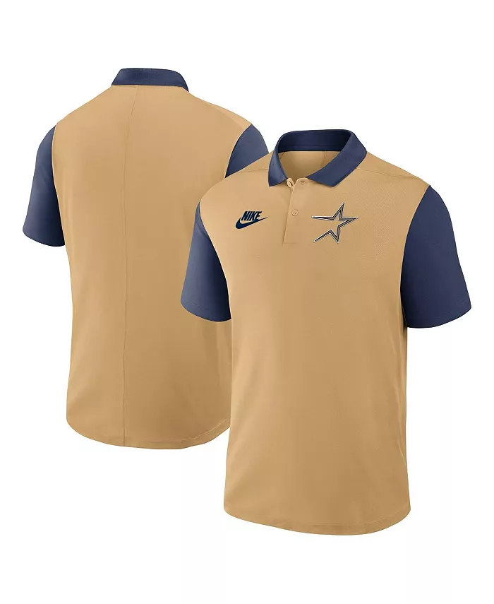 

Мужская поло Houston Astros Cooperstown Collection с цветными блоками Victory Performance в цвете золотой/темно-синий Nike