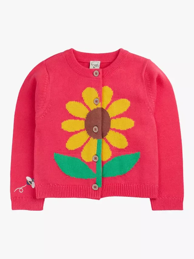 Детский кардиган Ella Подсолнух, цвет ревень/подсолнух Frugi