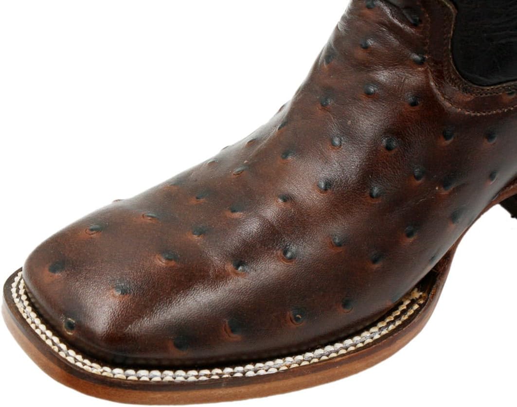 Ковбойские сапоги Dona Michi Men из натуральной коровьей кожи с квадратным носком и тиснением под страуса, коричневый — фото 2