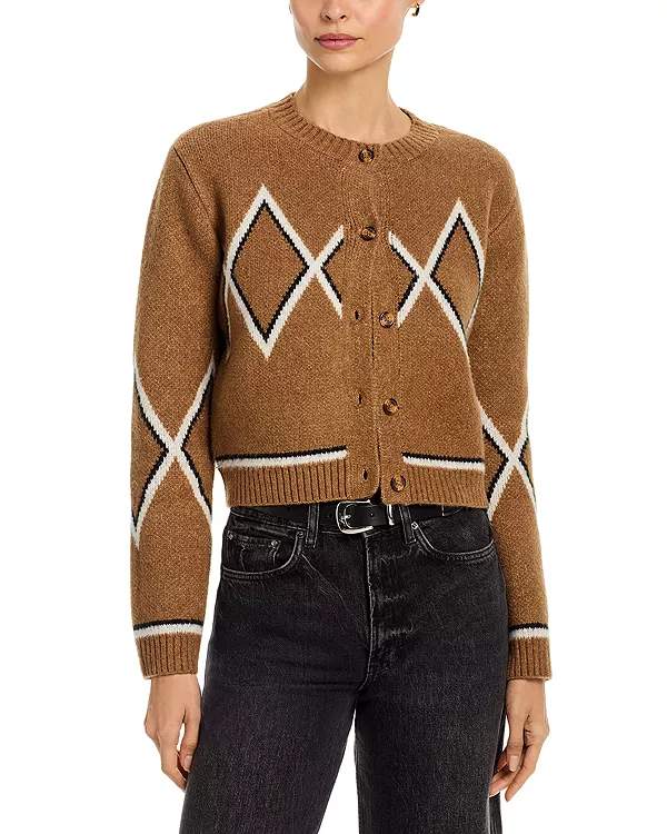 

Кардиган с ромбовидным узором - эксклюзив Aqua, коричневый