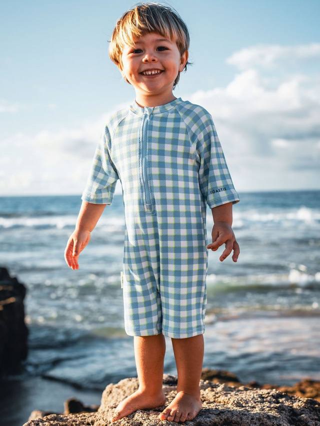 Детская пижама на молнии с защитой от ультрафиолета Toastie, цвет Blue Gingham — фото 2