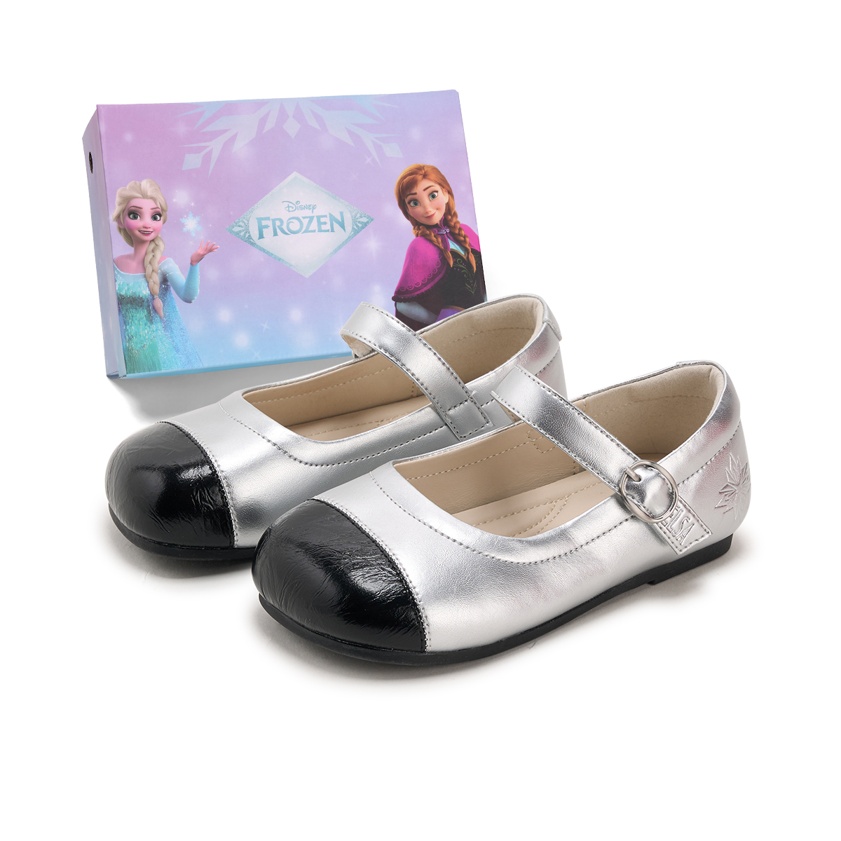 

Детские кожаные туфли серии Frozen Series с низким верхом, противоскользящие и износостойкие, для детей от 3 до 7 лет Disney, серебряный