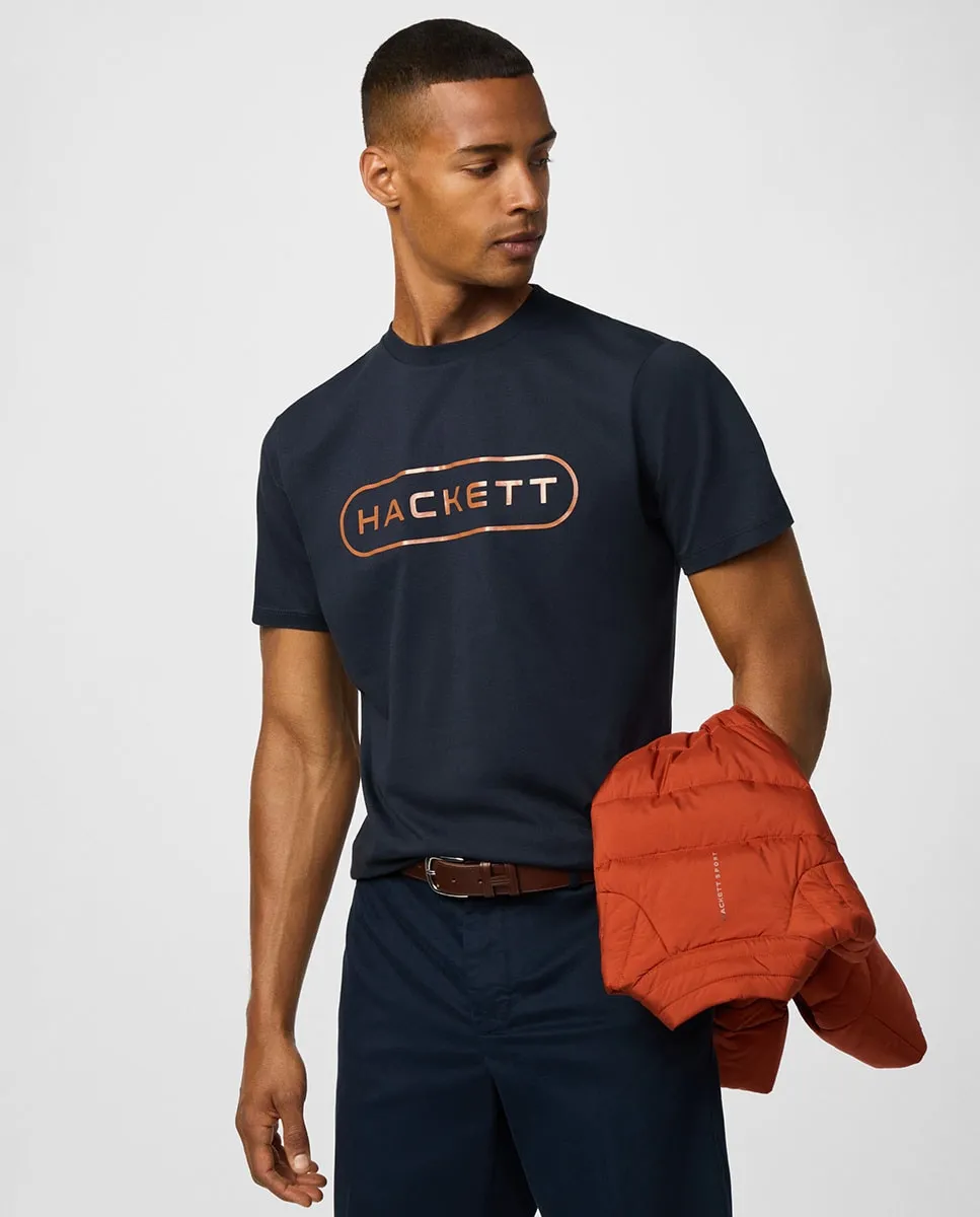 

Мужская хлопковая футболка с логотипом на груди больших размеров Hackett, синий
