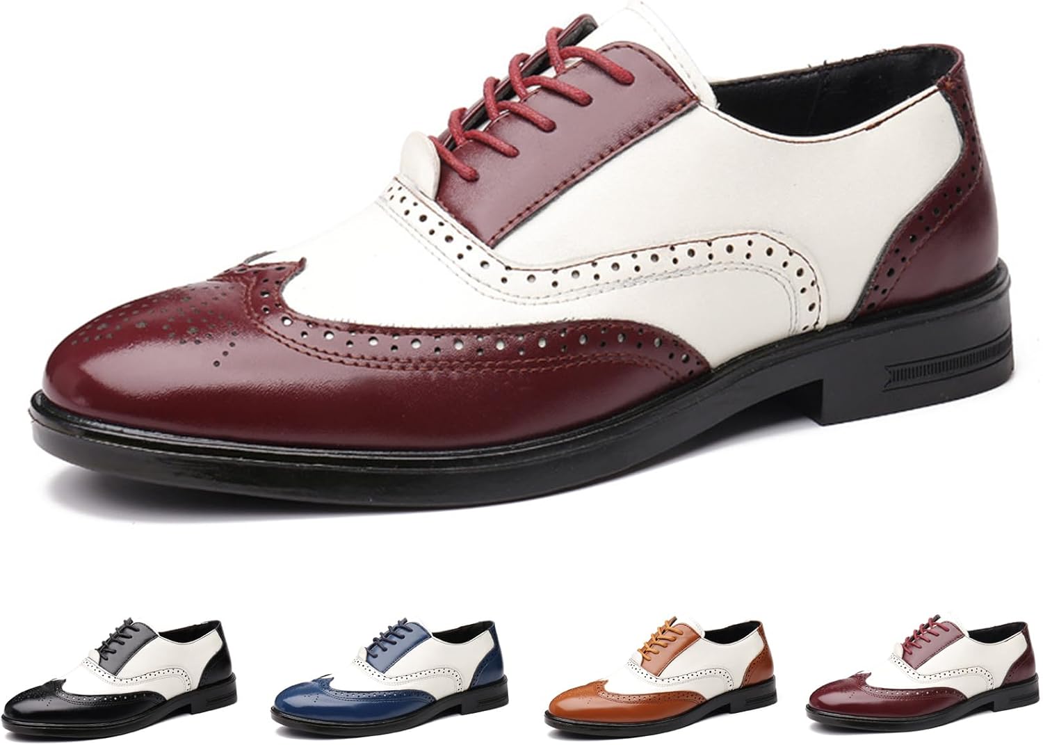 

Мужские оксфорды GLBDU с крыльями, пэчворк, двухцветные, модные, ручная строчка, круглый носок, шнуровка, низкие кожаные туфли, комфортные, повседневные, деловые, дерби, красный
