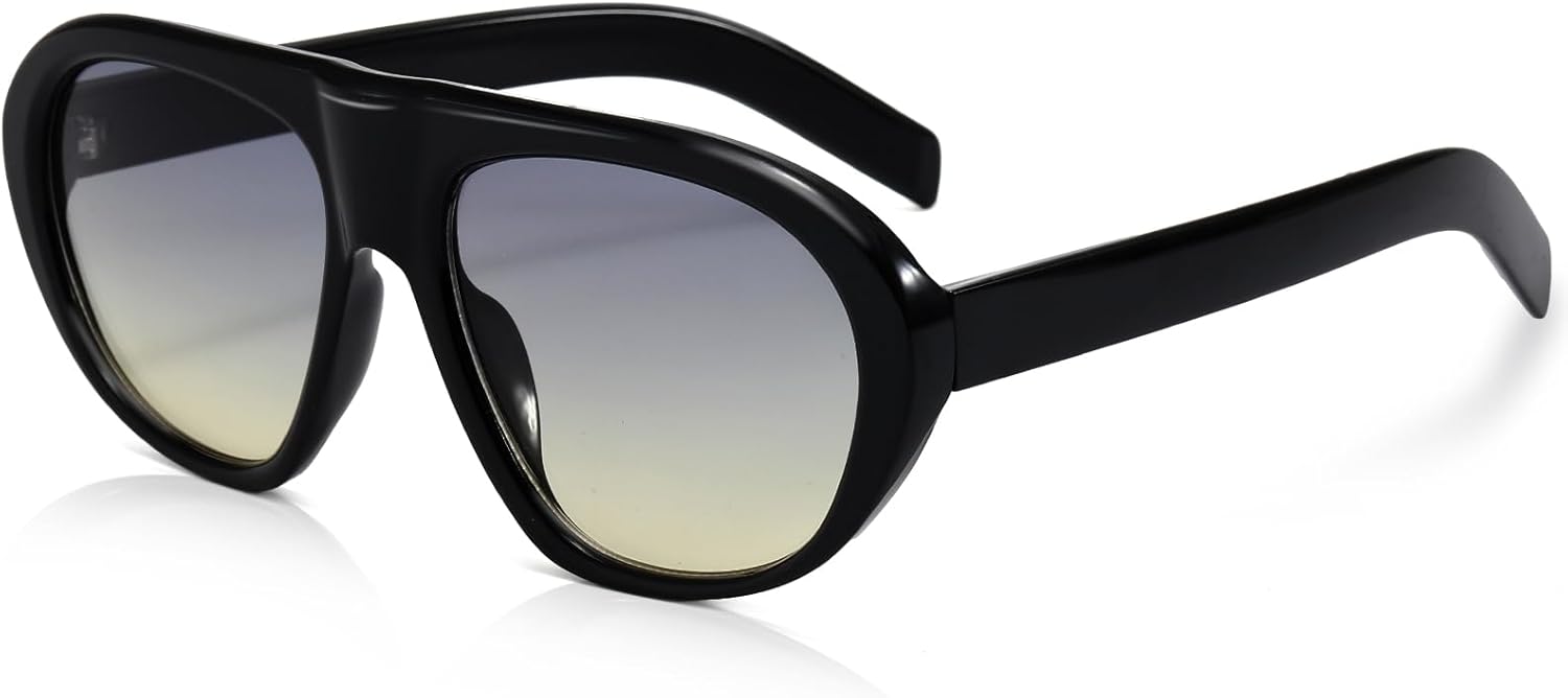 

Модные солнцезащитные очки-авиаторы большого размера для женщин и мужчин, большие круглые солнцезащитные очки в стиле ретро 70-х годов SevenColor, Black/Grey Gradient Yellow